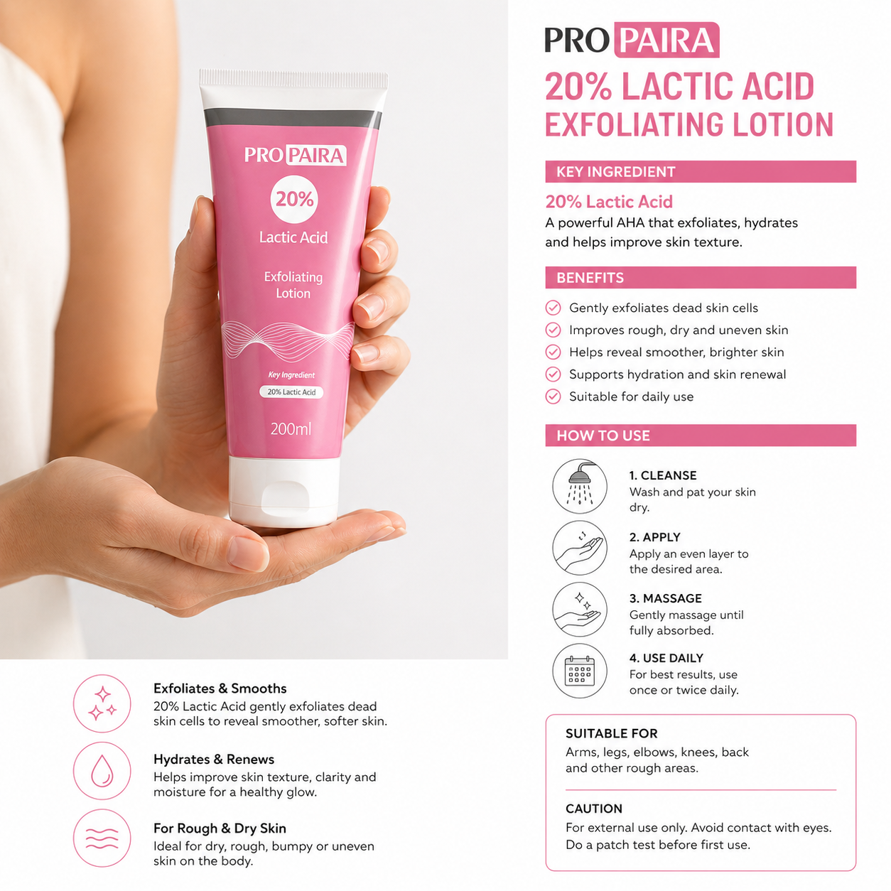 Propaira 20% Exfoliating Lotion 200ml (20% Lactic Acid) by Propaira - ingredients and information - exfoliant