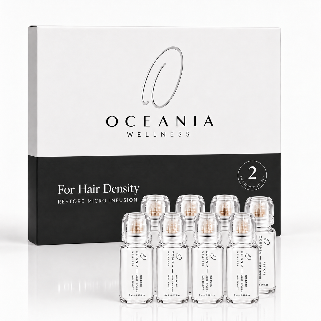 Restore Micro-Infusion 2 Month Kit for Hair Density box with eight ampoules