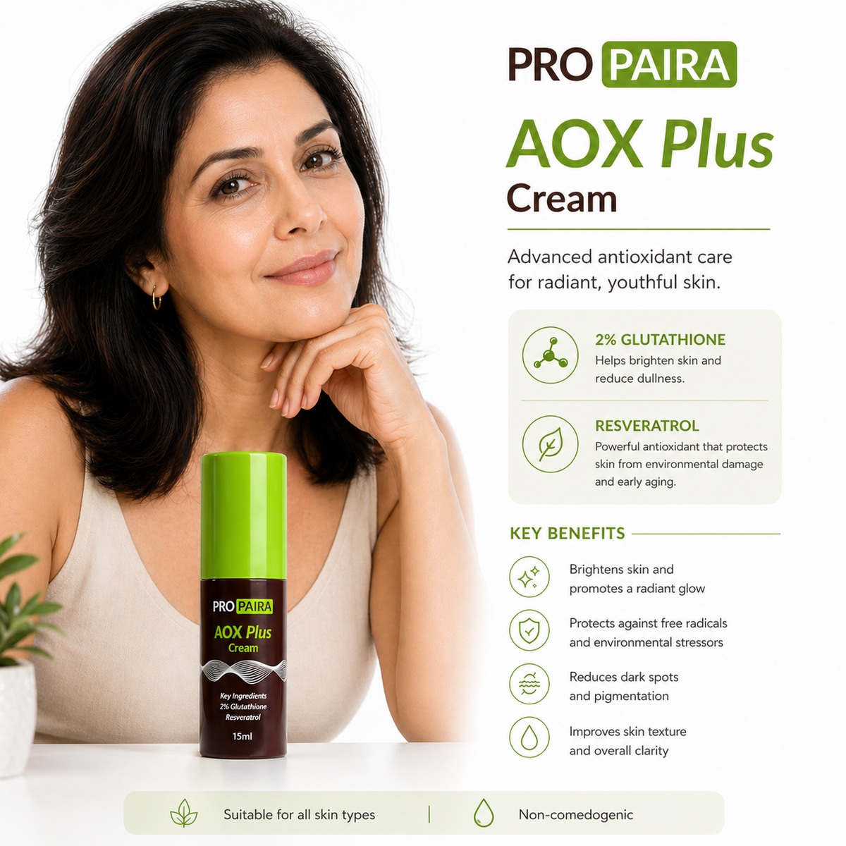Propaira AOX (Anti-Oxidant) Cream 15ml by Propaira - packaging and details - moisturiser