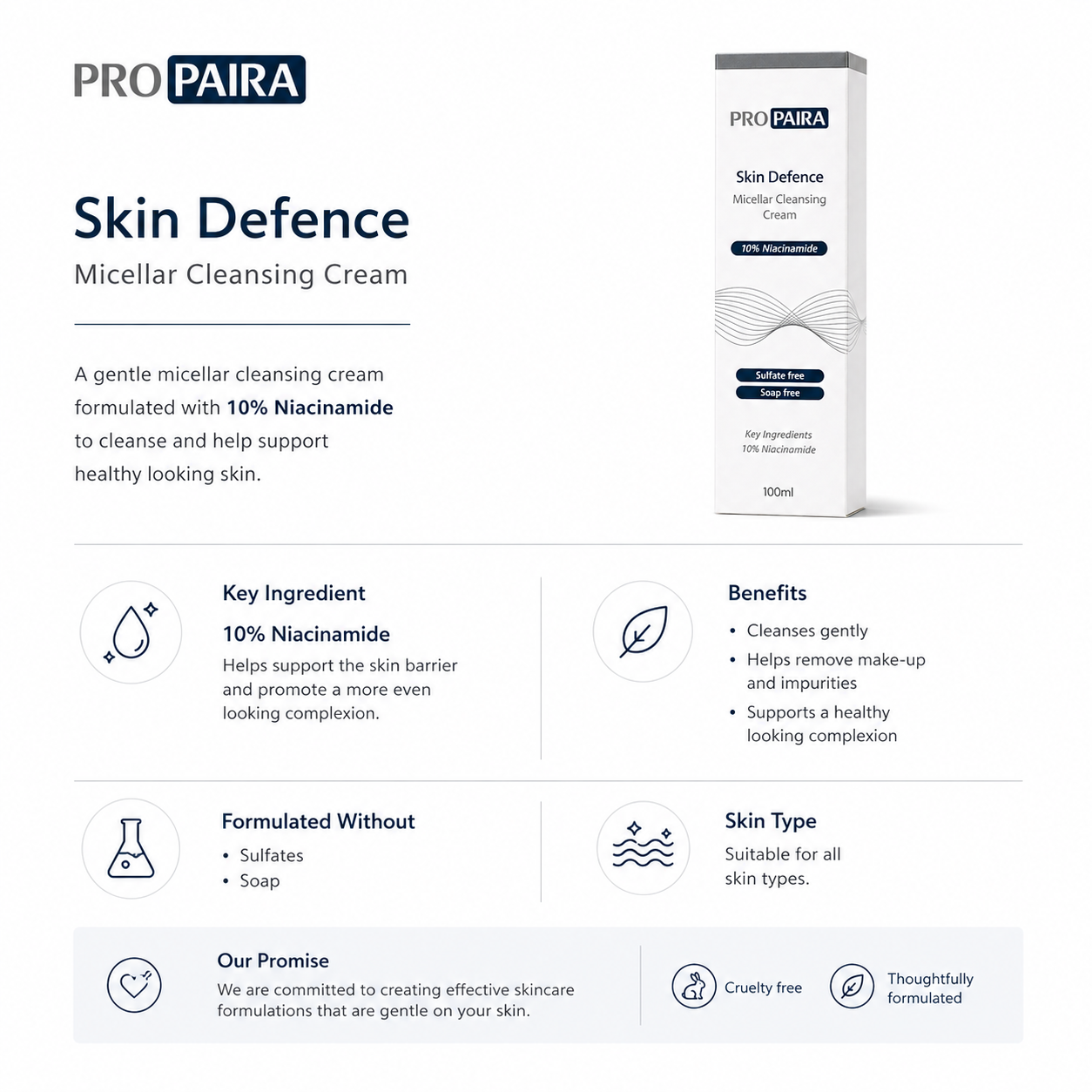 Propaira Skin Defence Micellar Cleansing Cream 100ml by Propaira - ingredients and information - cleanser