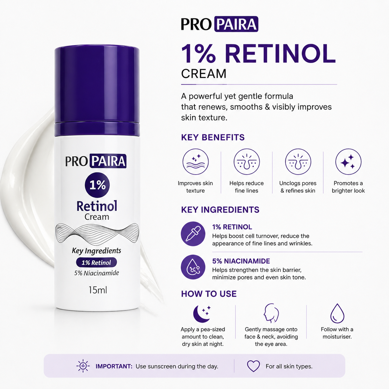 Propaira 1% Retinol Cream 15ml by Propaira - ingredients and information - moisturiser