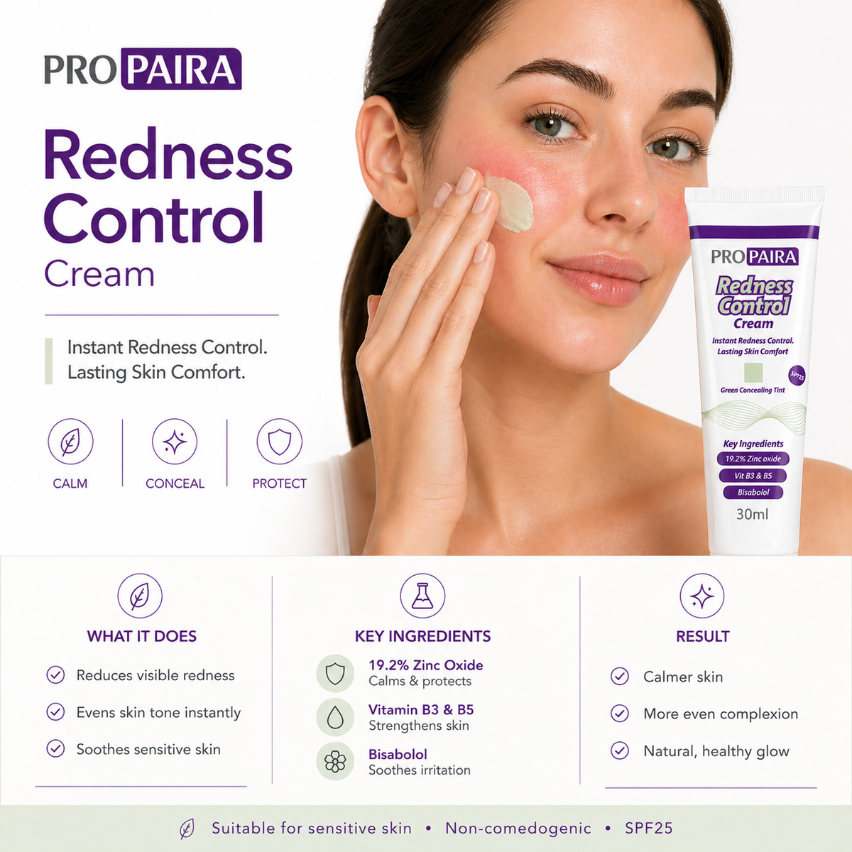 Propaira Redness Control Cream 30ml by Propaira - ingredients and information - moisturiser