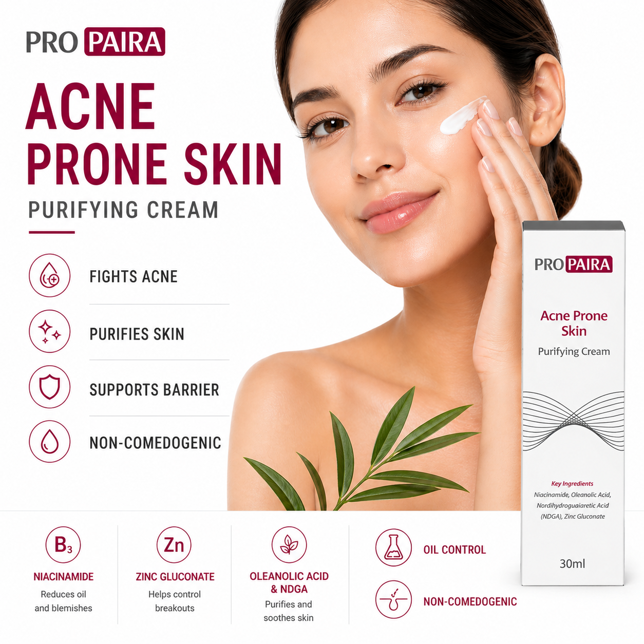 Propaira Acne Purifying Cream 30ml by Propaira - ingredients and information - moisturiser