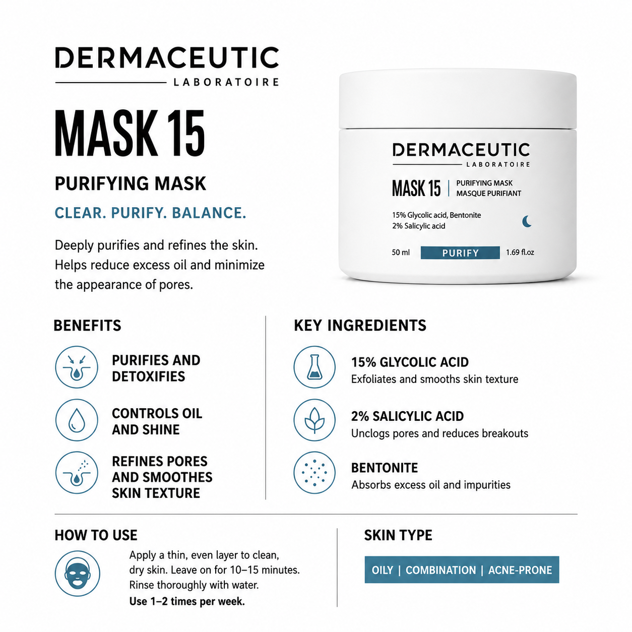 Dermaceutic Laboratoire Mask 15 – 50mL by Dermaceutic Laboratoires - ingredients and information - mask