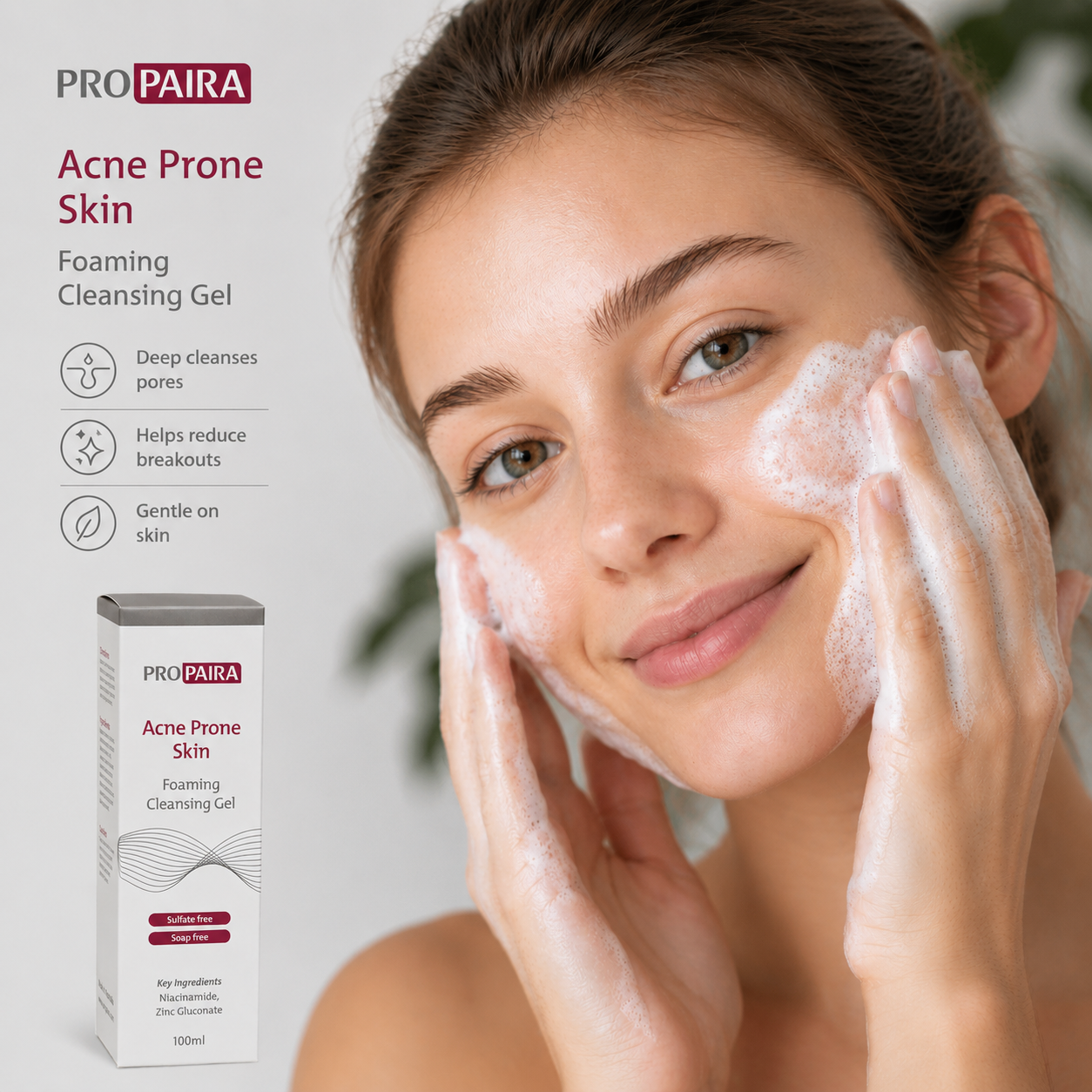 Propaira Acne Foaming Cleansing Gel 100ml by Propaira - packaging and details - cleanser