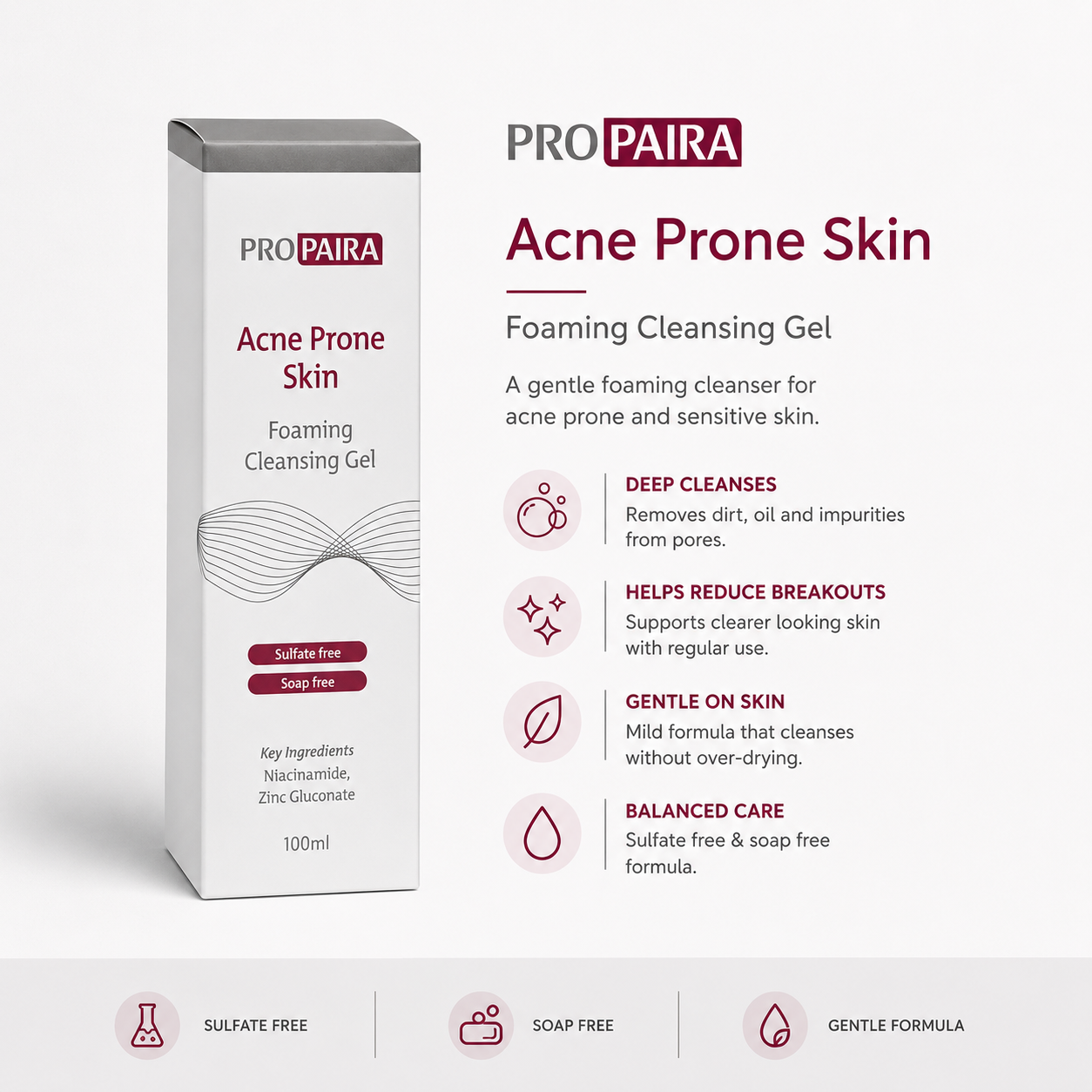 Propaira Acne Foaming Cleansing Gel 100ml by Propaira - ingredients and information - cleanser