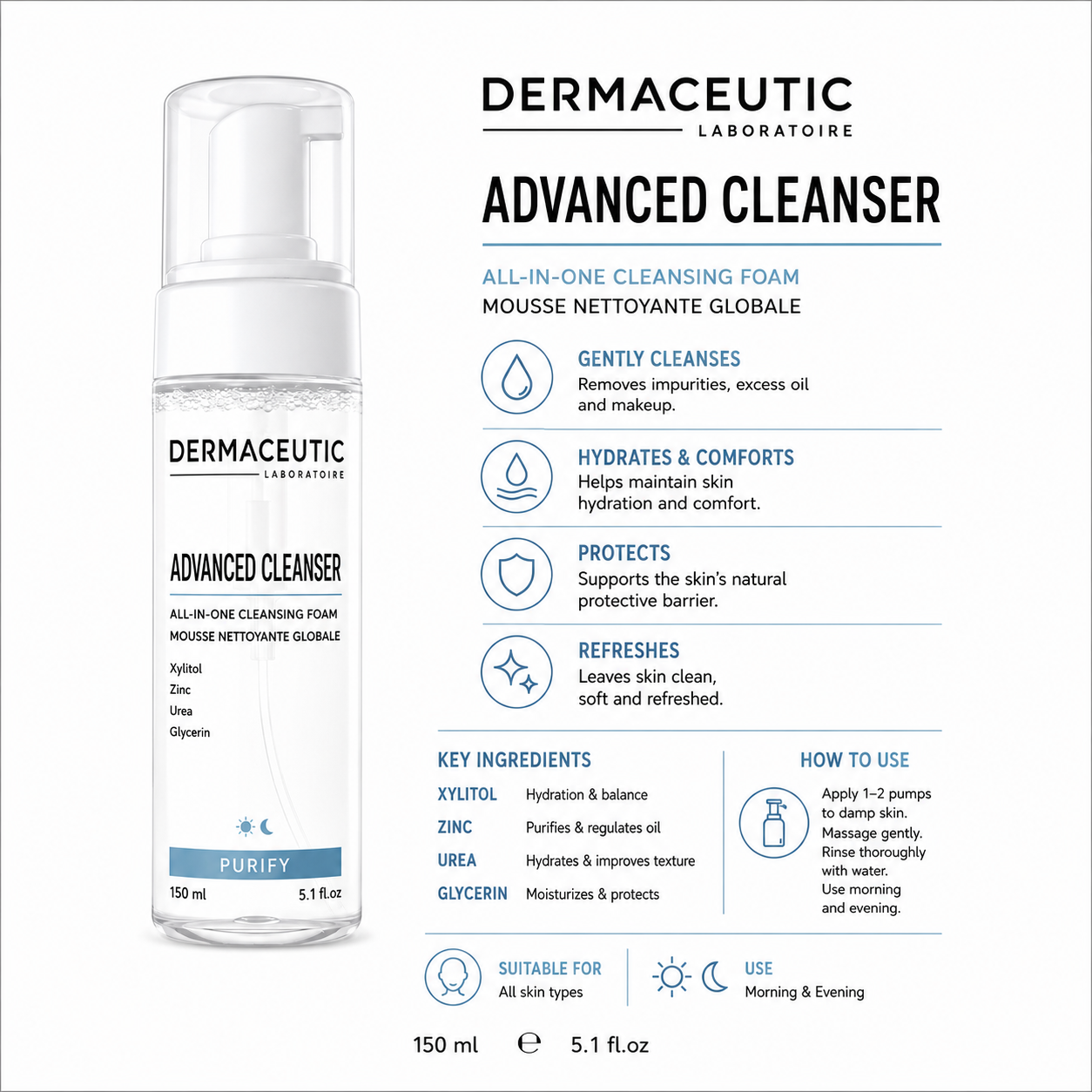 Dermaceutic Laboratoire Advanced Cleanser – 150mL by Dermaceutic Laboratoires - ingredients and information