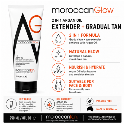 Moroccan Tan Glow Gradual Tan Extender, 250ml by Moroccan Tan - ingredients and information - tanning