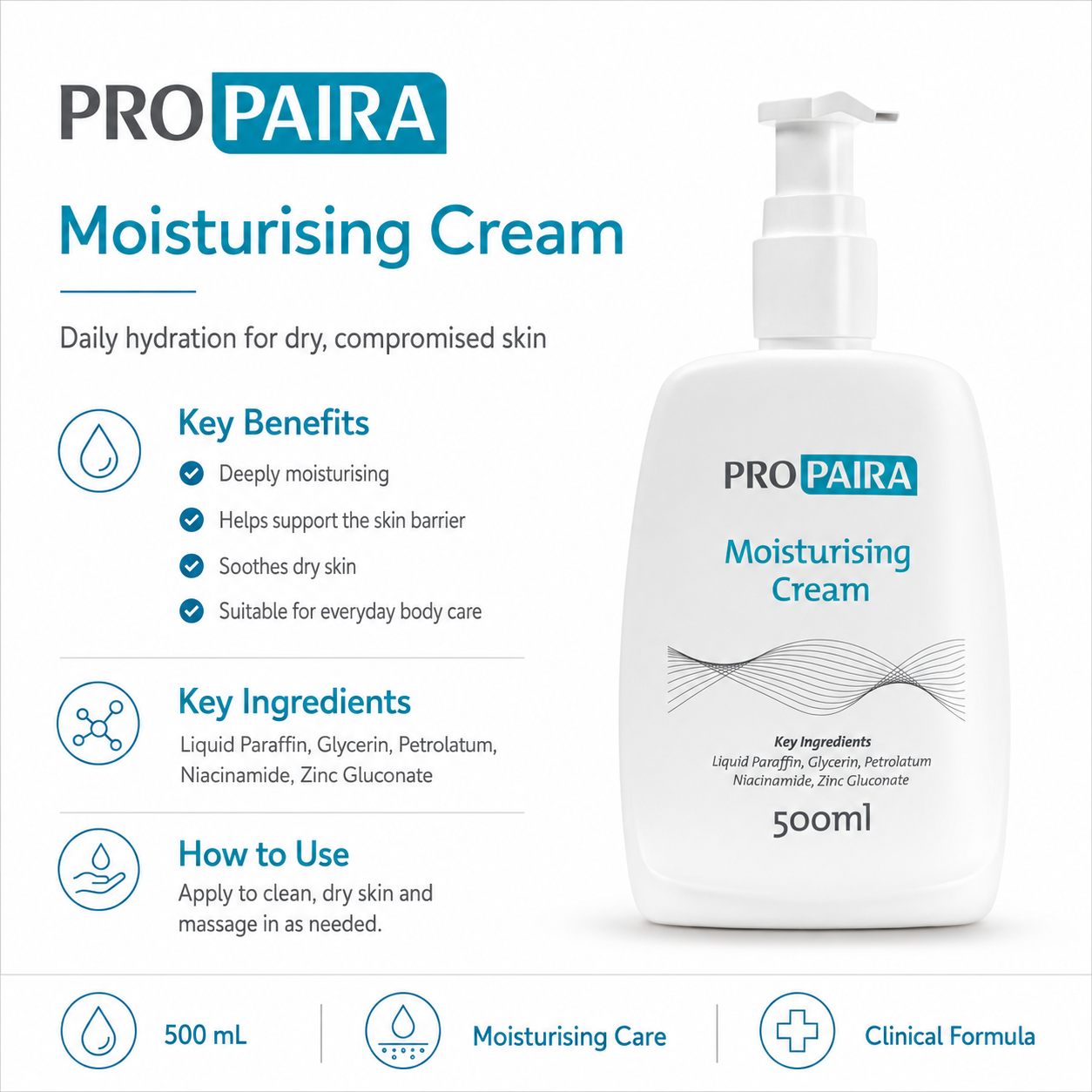 Moisturising Cream 500ml (Body) by Propaira - ingredients and information - body care