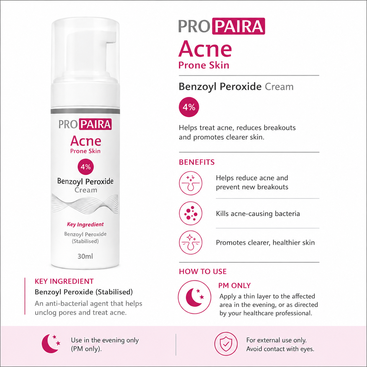 Propaira 4% Benzoyl Peroxide (Stabilised) Cream 30ml
